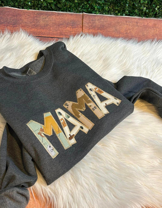 MAMA EMBROIDERED CREWNECKS