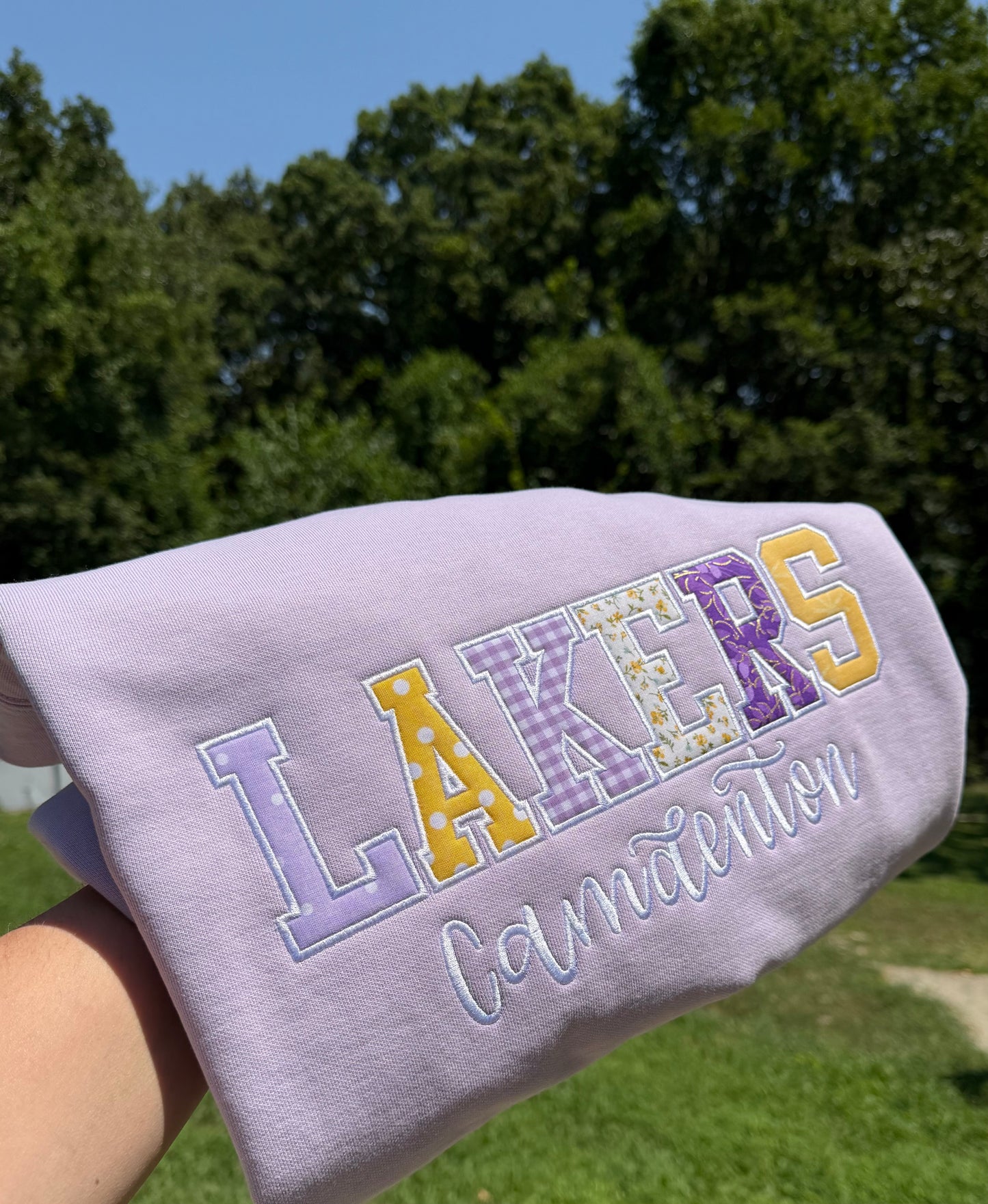 Lakers Applique Embroidered Crewneck