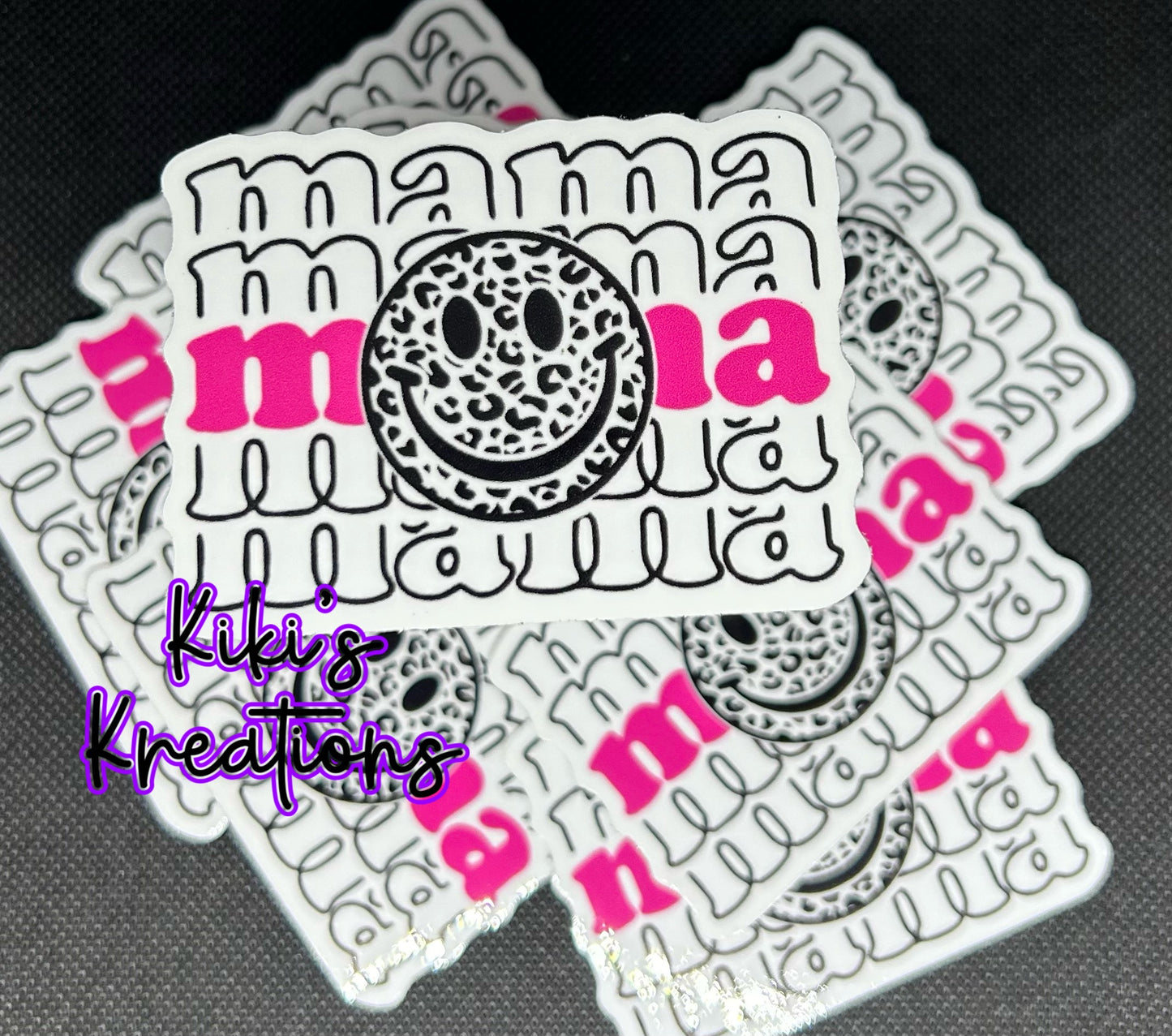 Retro Mama Smiley Face Sticker