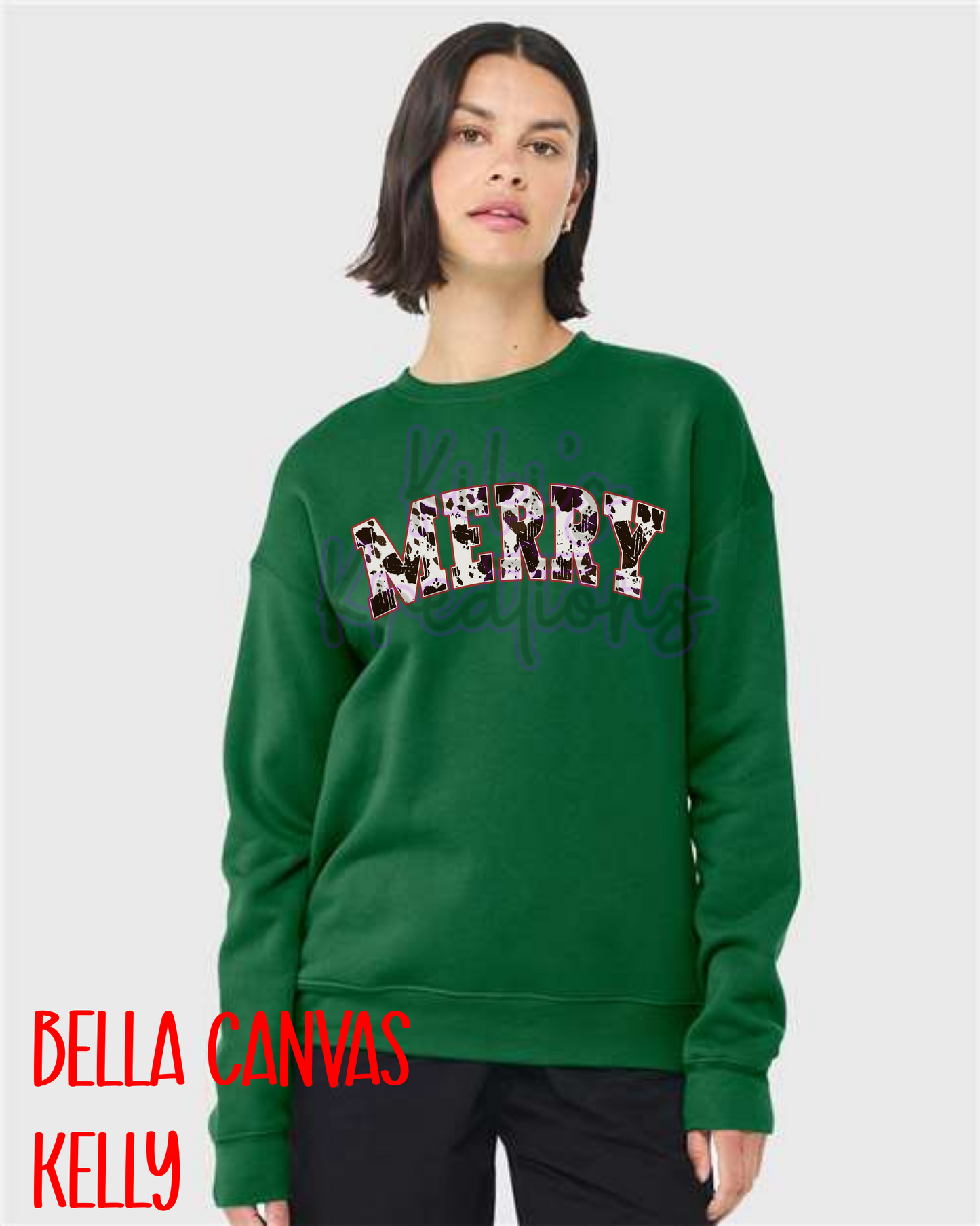 MERRY COW PRINT CHRISTMAS SWEATSHIRT