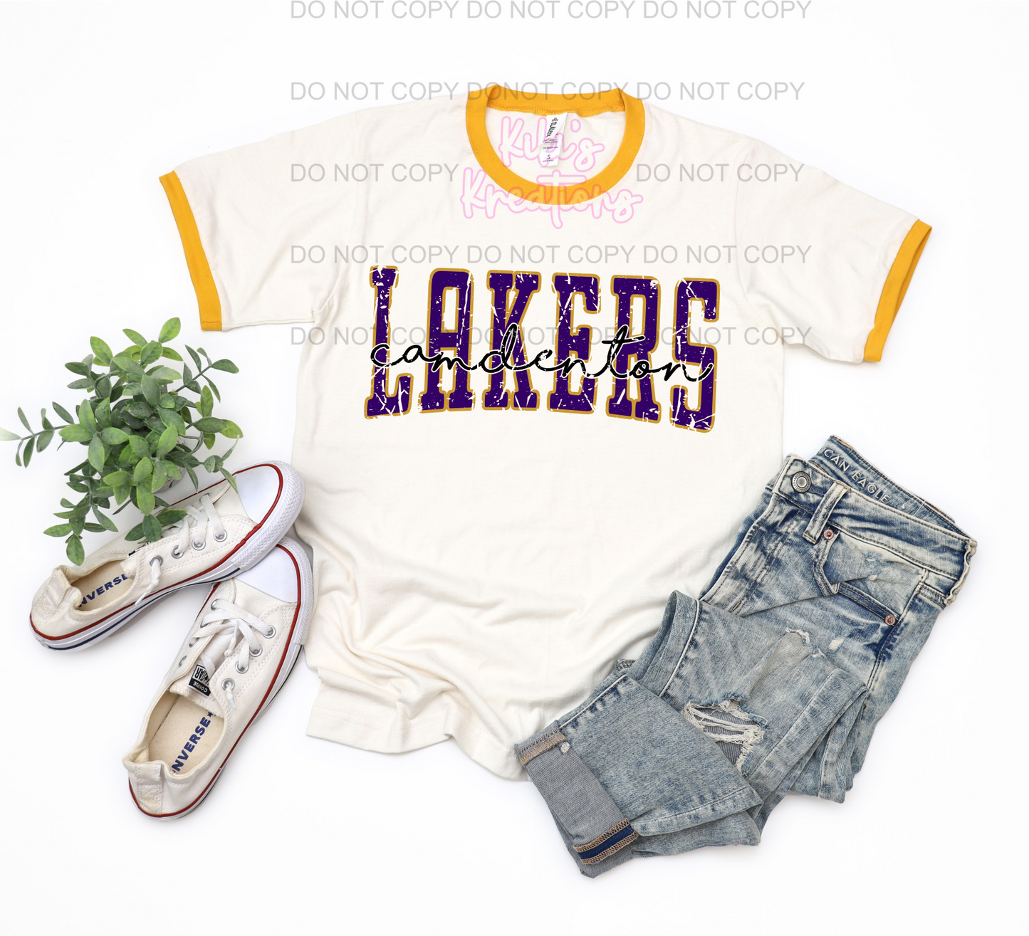 VINTAGE LAKERS RINGER TEE