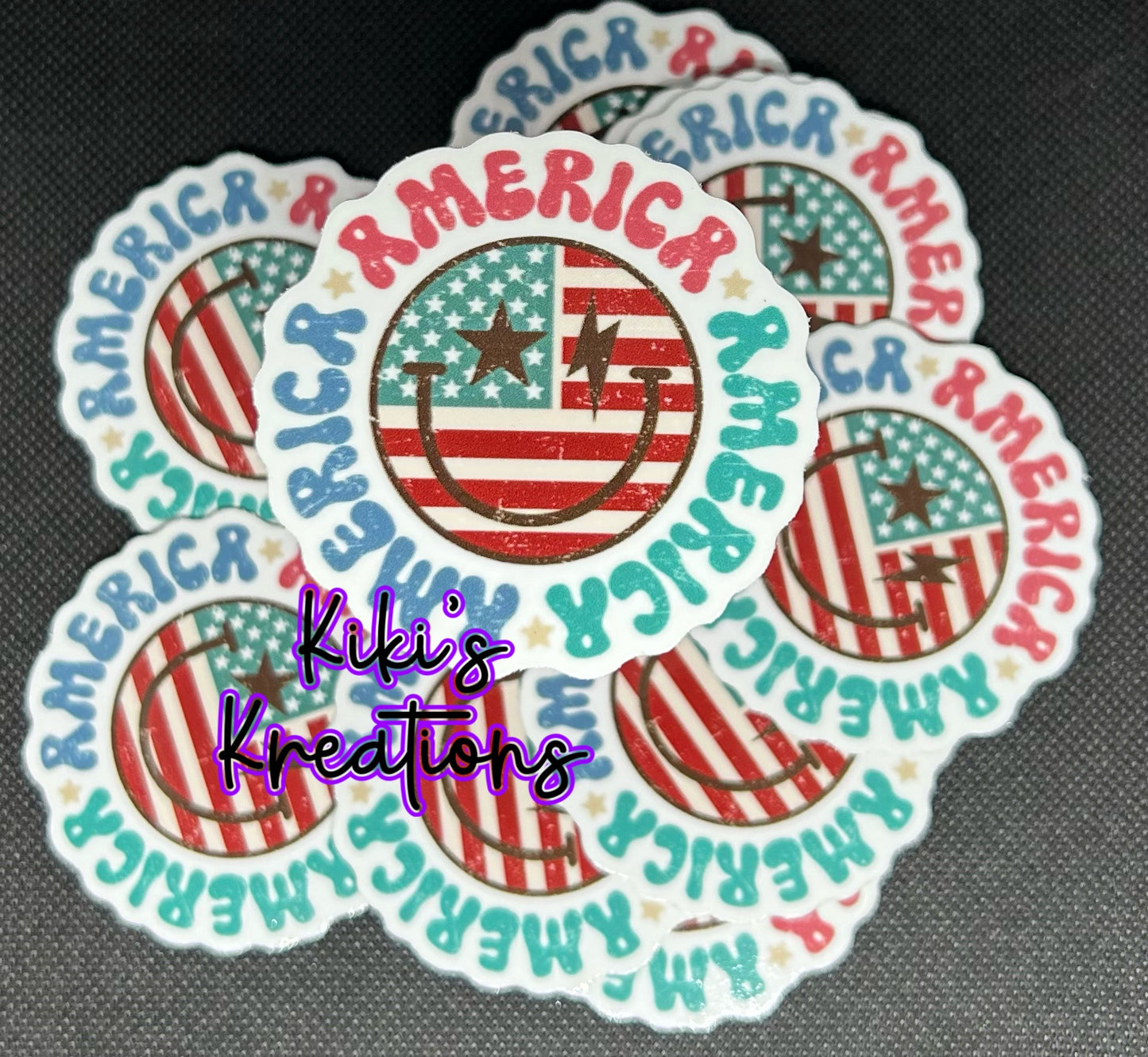 Retro America Smiley Face Sticker