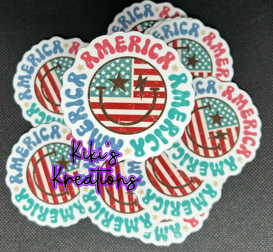 Retro America Smiley Face Sticker