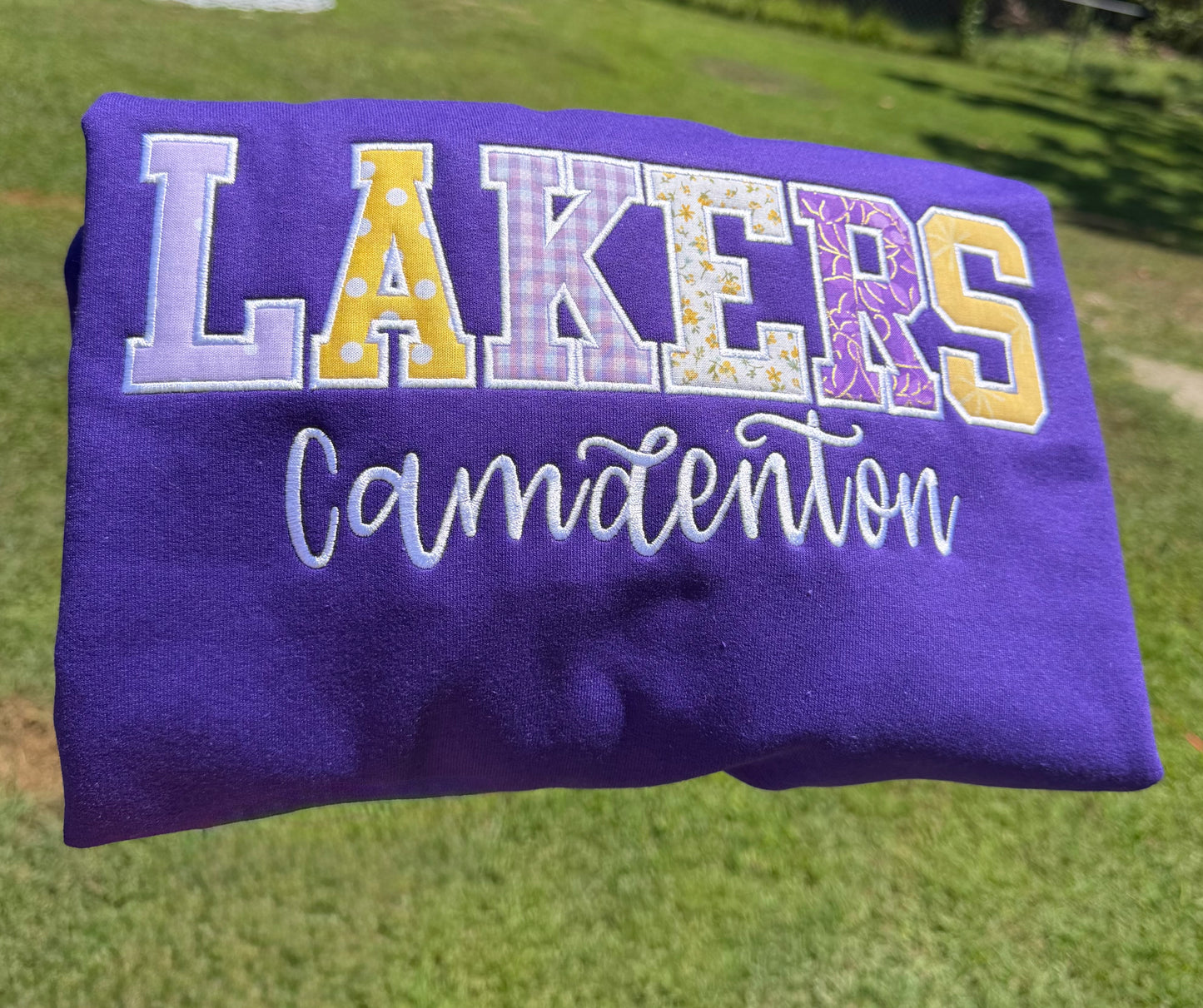 Lakers Applique Embroidered Crewneck