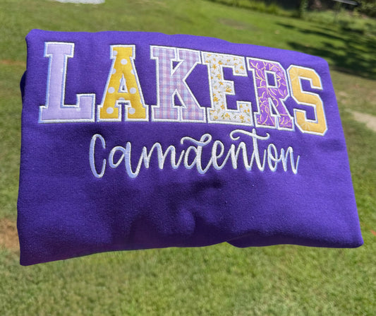 Lakers Applique Embroidered Crewneck