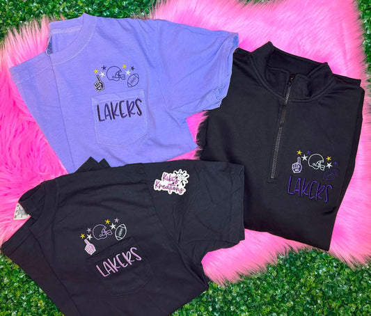 LAKERS EMBROIDERED POCKET TEE