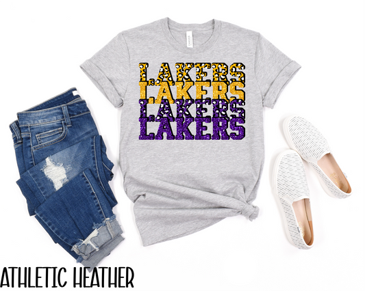 LAKERS STACKED FAUX GLITTER/LEOPARD